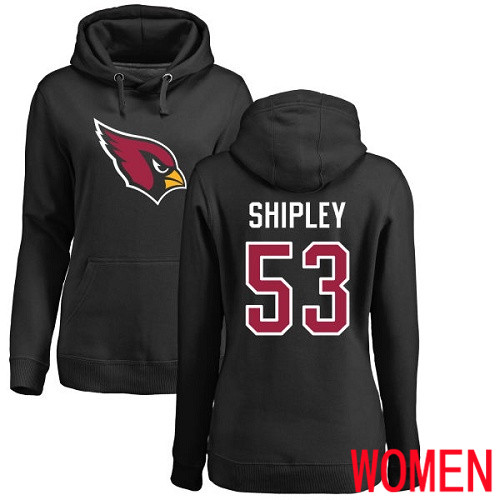 Arizona Cardinals Black Women A.Q. Shipley Name And Number Logo NFL Football #53 Pullover Hoodie Sweatshirts